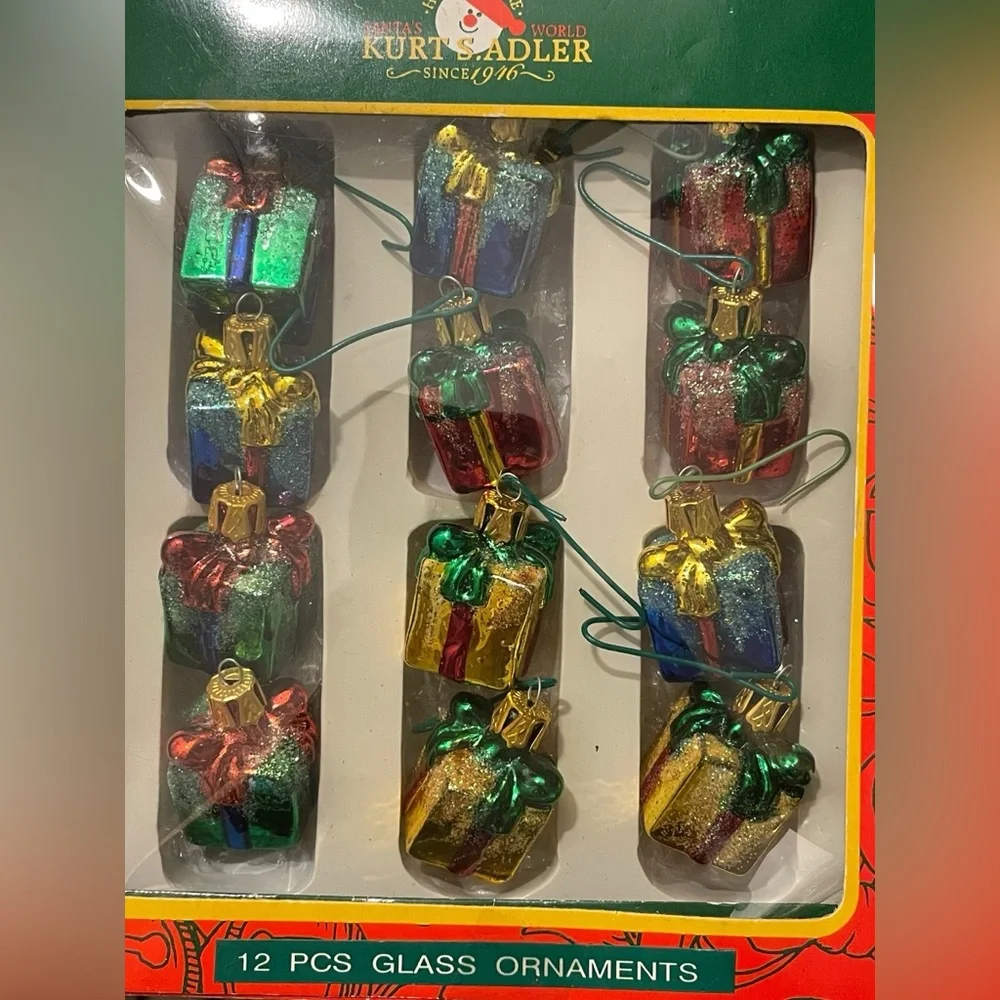 Kurt Adler Mini Glass Nutcracker and Presents  Christmas Ornaments 2